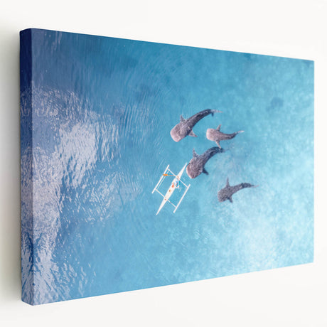 Large wall art on stretched canvas depicting a serene Philippine landscape in soft green and blue tones.