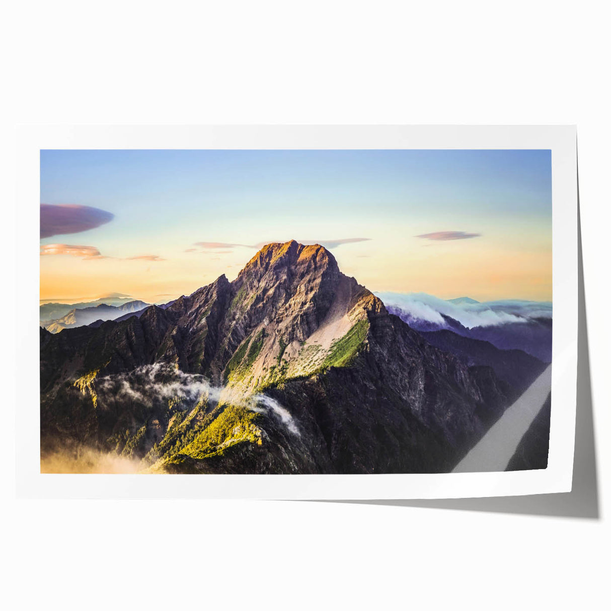 Extra large rolled print depicting a serene Taiwanese landscape with lush greenery and floral elements.