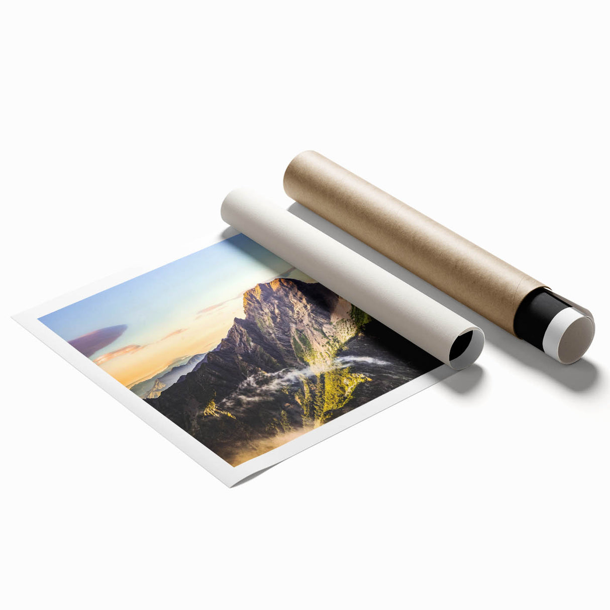 Extra large rolled print of a Taiwanese landscape with vibrant green florals, ideal for classy bathroom wall art.