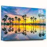 Large abstract wall art of a misty Thai landscape in muted green and blue tones on acrylic glass.