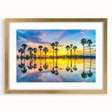 Extra large abstract art print of a textured Asian scenery in soft gold frame, ideal for living room decor.