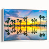 Vintage poster art of a Thai landscape on a framed canvas, featuring vibrant colors, ideal for living room decor.