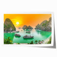 Rolled print of a serene Vietnamese landscape with lush greenery and vibrant floral elements, ideal for art wall dining room.