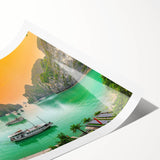 Extra large wall art featuring line art flowers in muted earth tones on a rolled canvas.