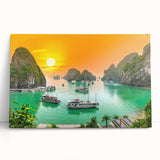 Black and white stretched canvas of a Vietnamese landscape, ideal for kitchen wall art or bedroom ambiance.