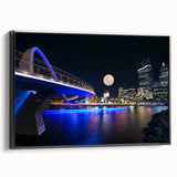 Black and white framed canvas of Perth landscape, ideal for bedroom wall art in a vintage poster style.