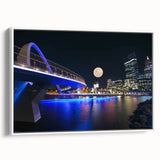 Framed canvas depicting a vintage-style Perth landscape in black and white tones, ideal for bedroom wall art.