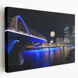 Perth, Australia cityscape on large stretched canvas with vibrant sunset colors, ideal for kitchen wall art.