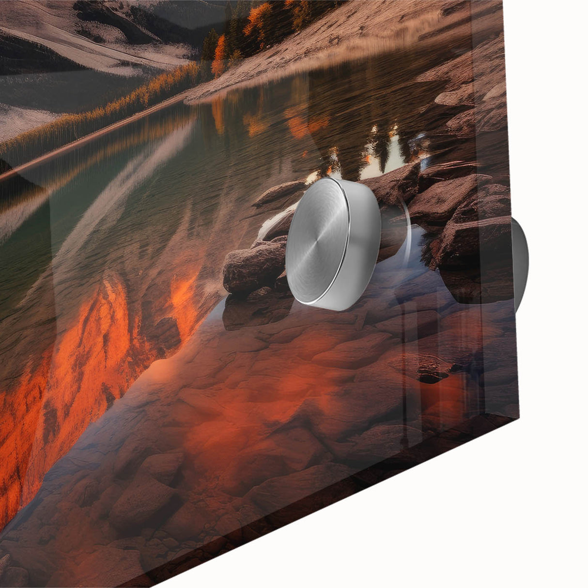 Large abstract wall art of Alberta scenery in muted earth tones on acrylic glass, suitable for dining room decor.