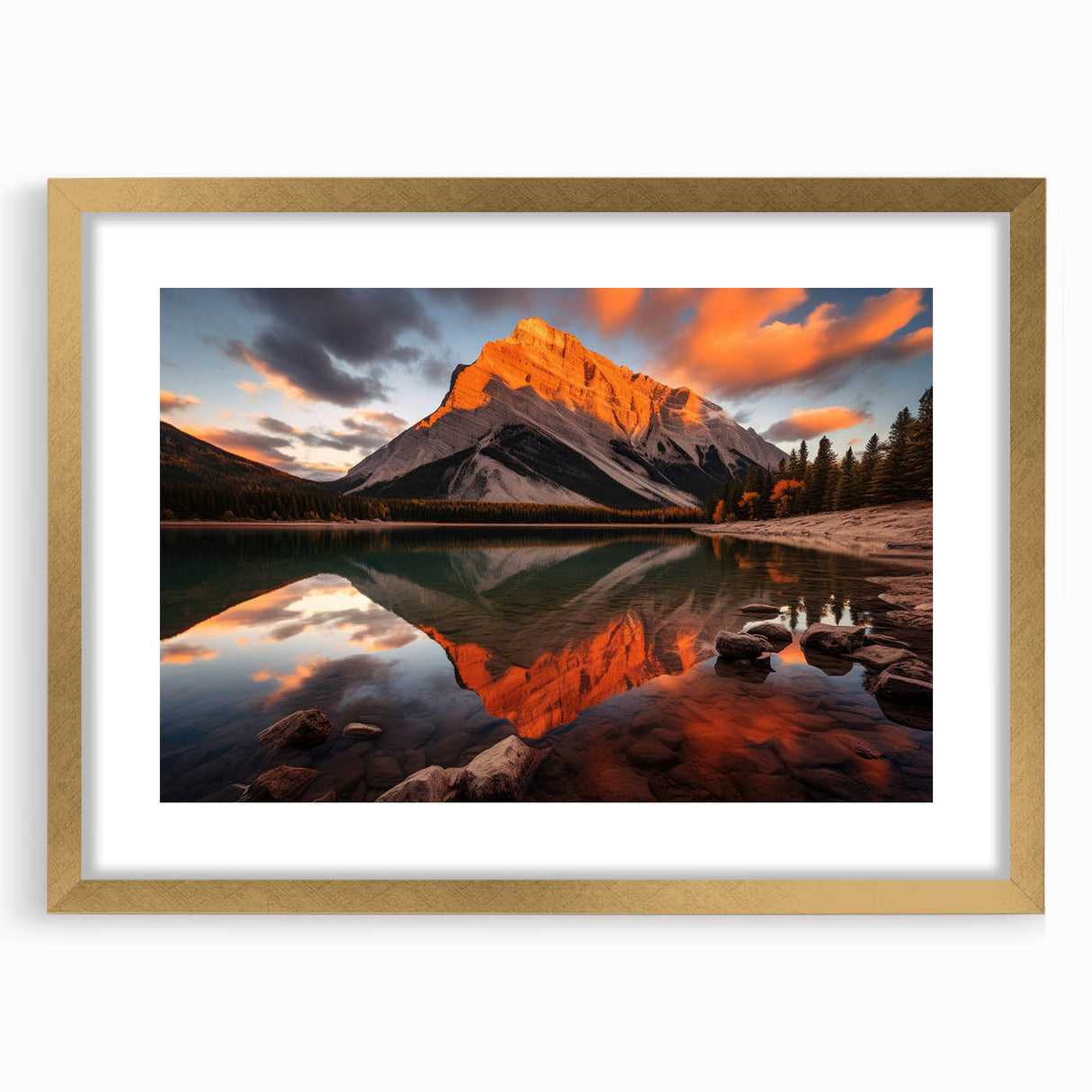 Extra large abstract art print of Alberta scenery in textured style, featuring earthy tones on a framed canvas.