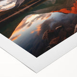 Art deco poster of Alberta, Canada scenery in muted earth tones on rolled canvas, suited for dining room wall art.