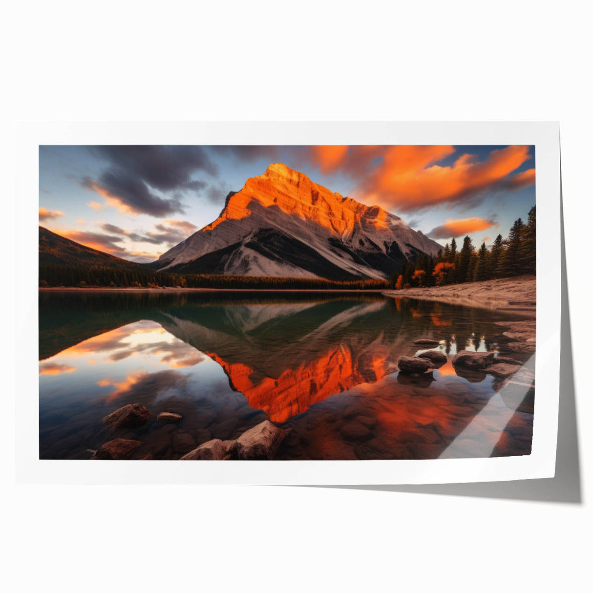 Rolled print of Alberta, Canada scenery with vibrant green and blue tones, ideal for art wall dining room.