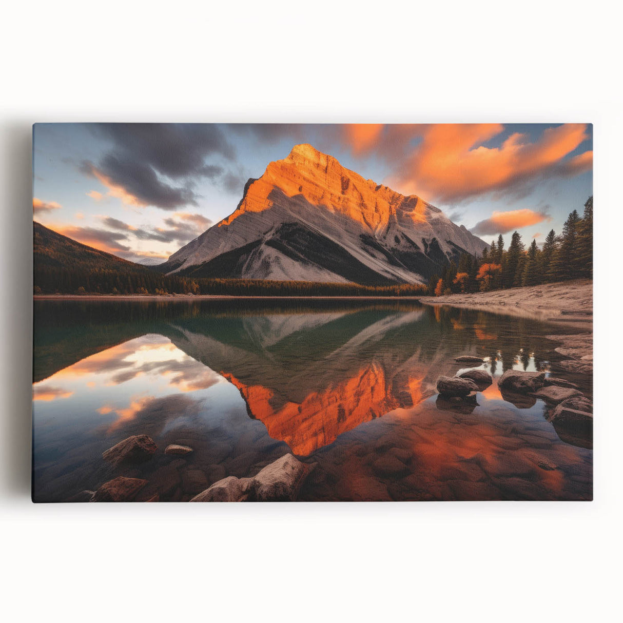 Black and white photograph of Alberta, Canada scenery on stretched canvas, suitable as large kitchen wall art.