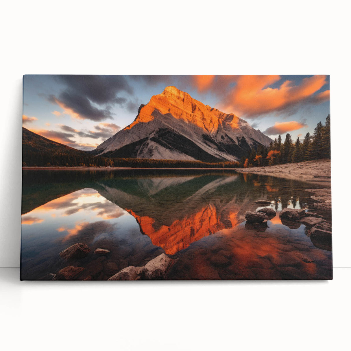 Black and white photograph of Alberta, Canada scenery on stretched canvas, ideal for kitchen wall art or bedroom.
