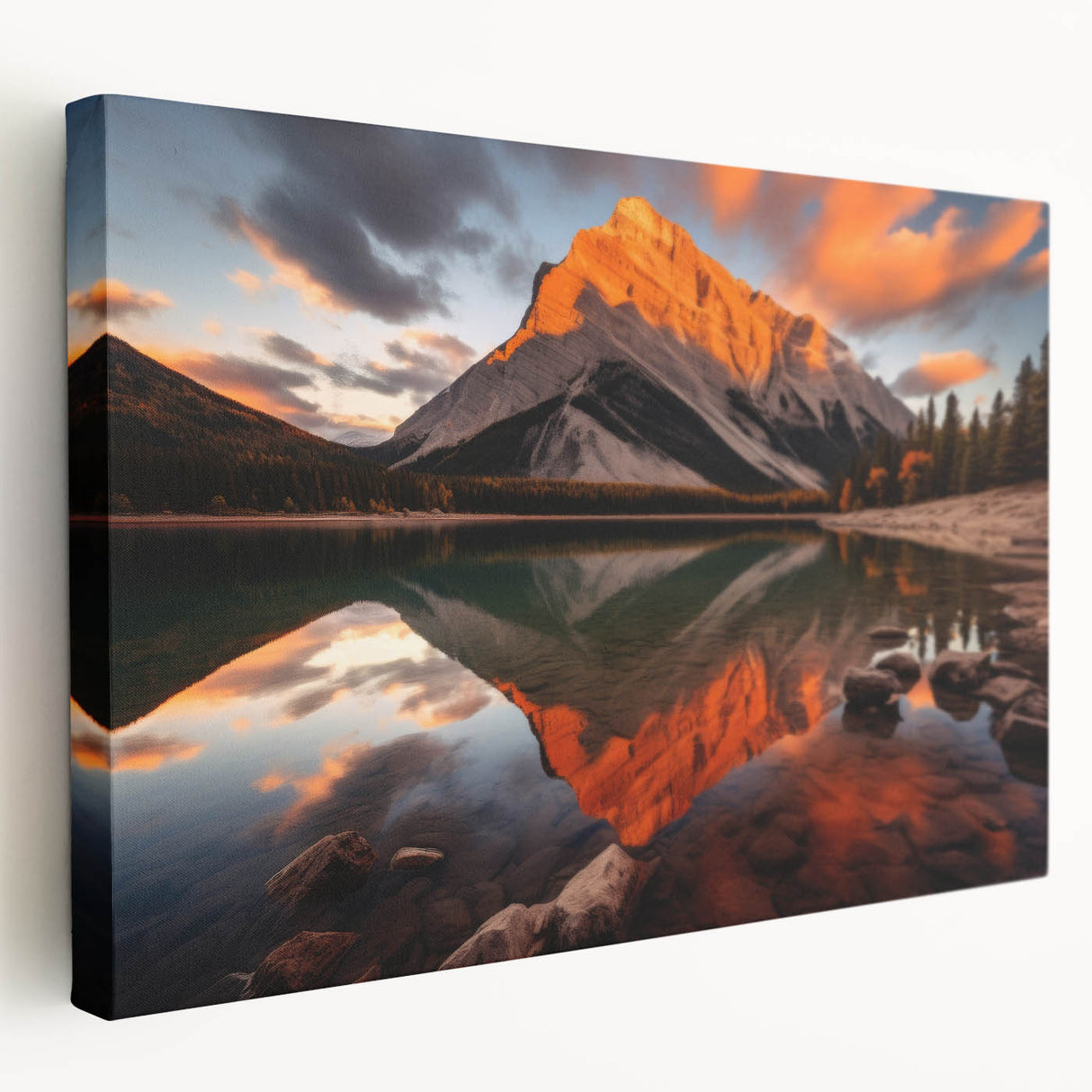 Large canvas print of Alberta, Canada scenery, featuring muted green and blue tones, ideal for kitchen wall art.