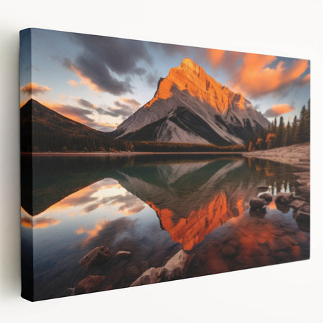 Large canvas print of Alberta, Canada scenery, featuring muted green and blue tones, ideal for kitchen wall art.