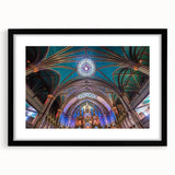 Abstract art print of Quebec scenery in vibrant, textured colors on a large framed canvas, ideal for living room decor.