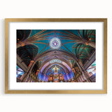 Extra large abstract art print of Quebec scenery in textured colors, framed in gold, ideal for living room decor.