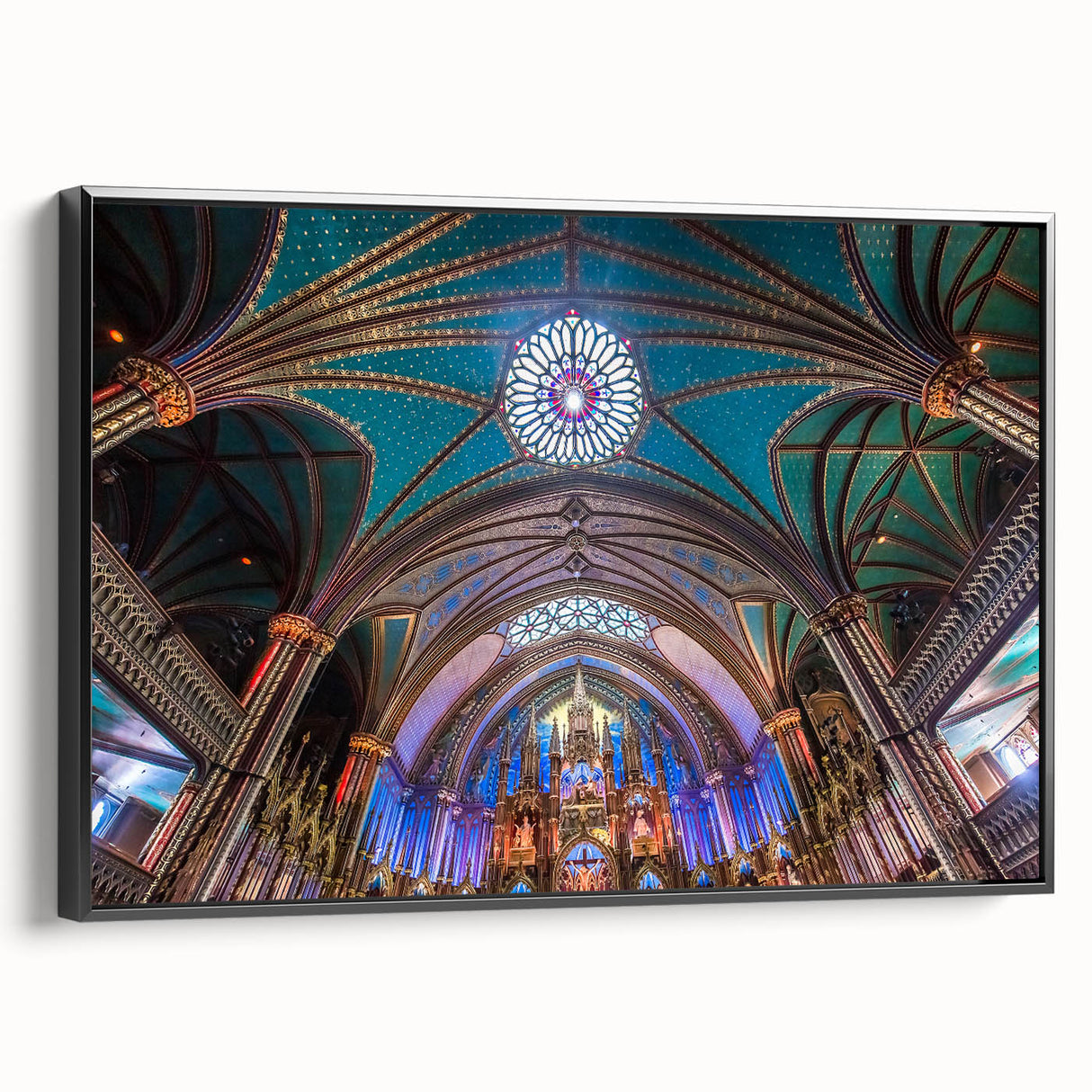 Black and white framed canvas of Quebec landscape, featuring vintage poster art style, suitable for bedroom decor.