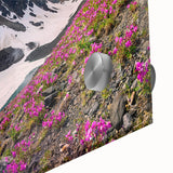 Large abstract wall art depicting Yukon scenery in muted earth tones on acrylic glass, ideal for dining room ambiance.