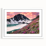Abstract art print of Yukon scenery in muted earth tones on a framed white mat, suitable for bedroom or dining room decor.
