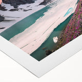 Art deco poster of Yukon scenery in muted earth tones on rolled canvas, suitable for dining room wall art.