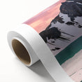 Art deco poster of Yukon scenery on rolled canvas, featuring muted earth tones, ideal for nursery wall art.