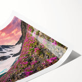 Extra large wall art featuring line art flowers in muted earth tones on a rolled canvas.