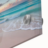 Large abstract acrylic print of Caribbean scenery in vibrant blues and greens, ideal for dining room art.