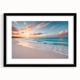 Abstract art print of a Caribbean scene in vibrant colors on a large textured canvas, suitable for living room decor.