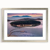 Extra large abstract art print of a textured European scenery in silver frame, ideal for living room decor.