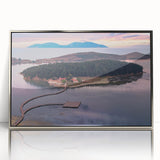 Large art print of a European Albanian scenery in silver-framed acrylic, ideal for modern art wall decor.