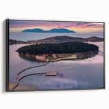 Black and white vintage poster art of an Albanian landscape on framed canvas, ideal for bedroom decor.