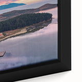 Extra large framed canvas featuring a textured, colorful European Albanian scenery on a black background.
