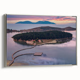 Landscape art painting of a European Albanian scenery on a framed canvas.