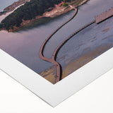 Art deco poster of an Albanian landscape on rolled canvas, featuring muted earth tones, suitable for dining room decor.