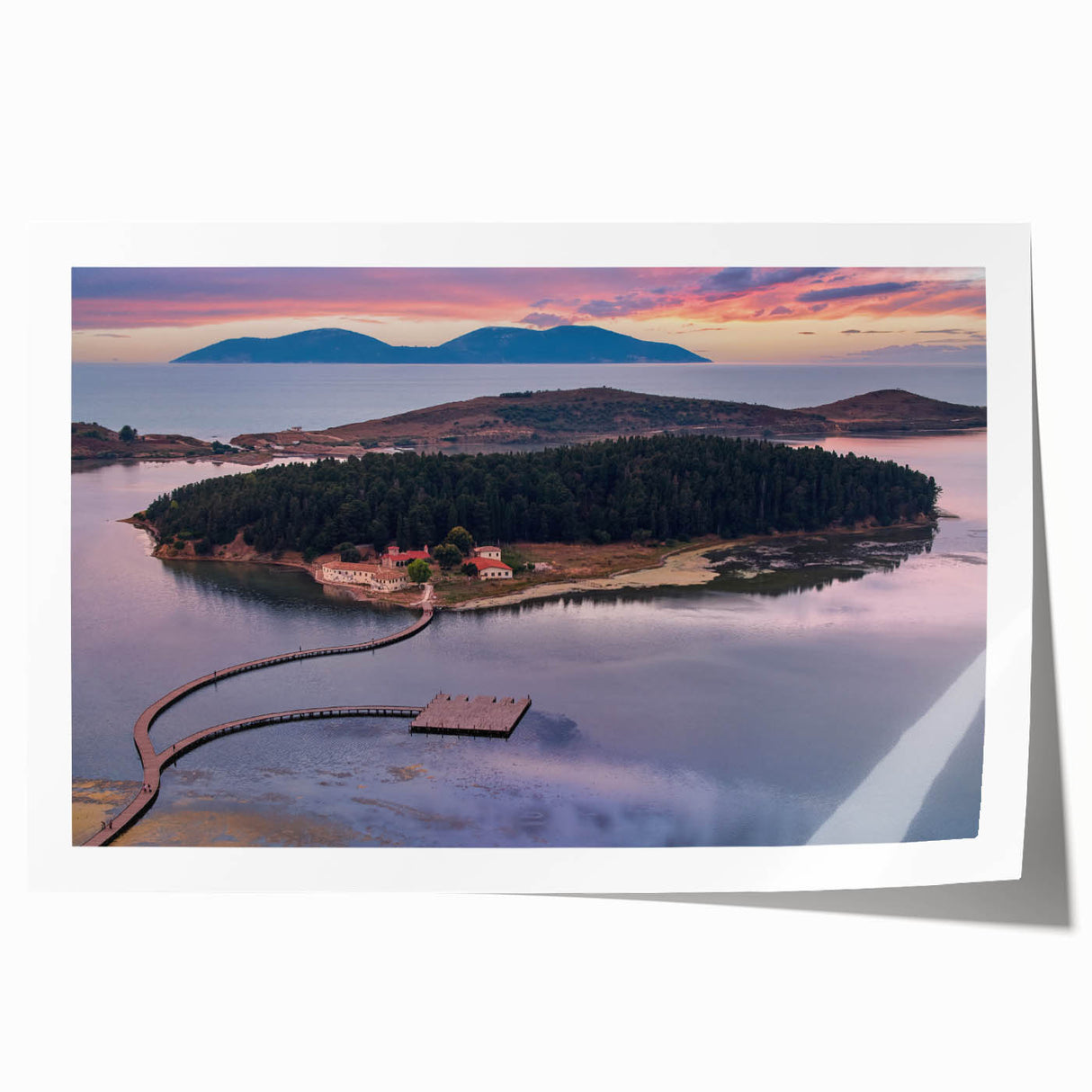Extra large rolled print of a European scenery in Albania, featuring vibrant floral elements, ideal for art wall dining room.