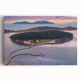 Black and white photo of an Albanian landscape on stretched canvas, suited for kitchen wall art or bedroom decor.