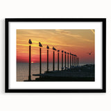 Extra large, textured abstract art print featuring vibrant, colorful scenery of Europe, in a black frame with mat.