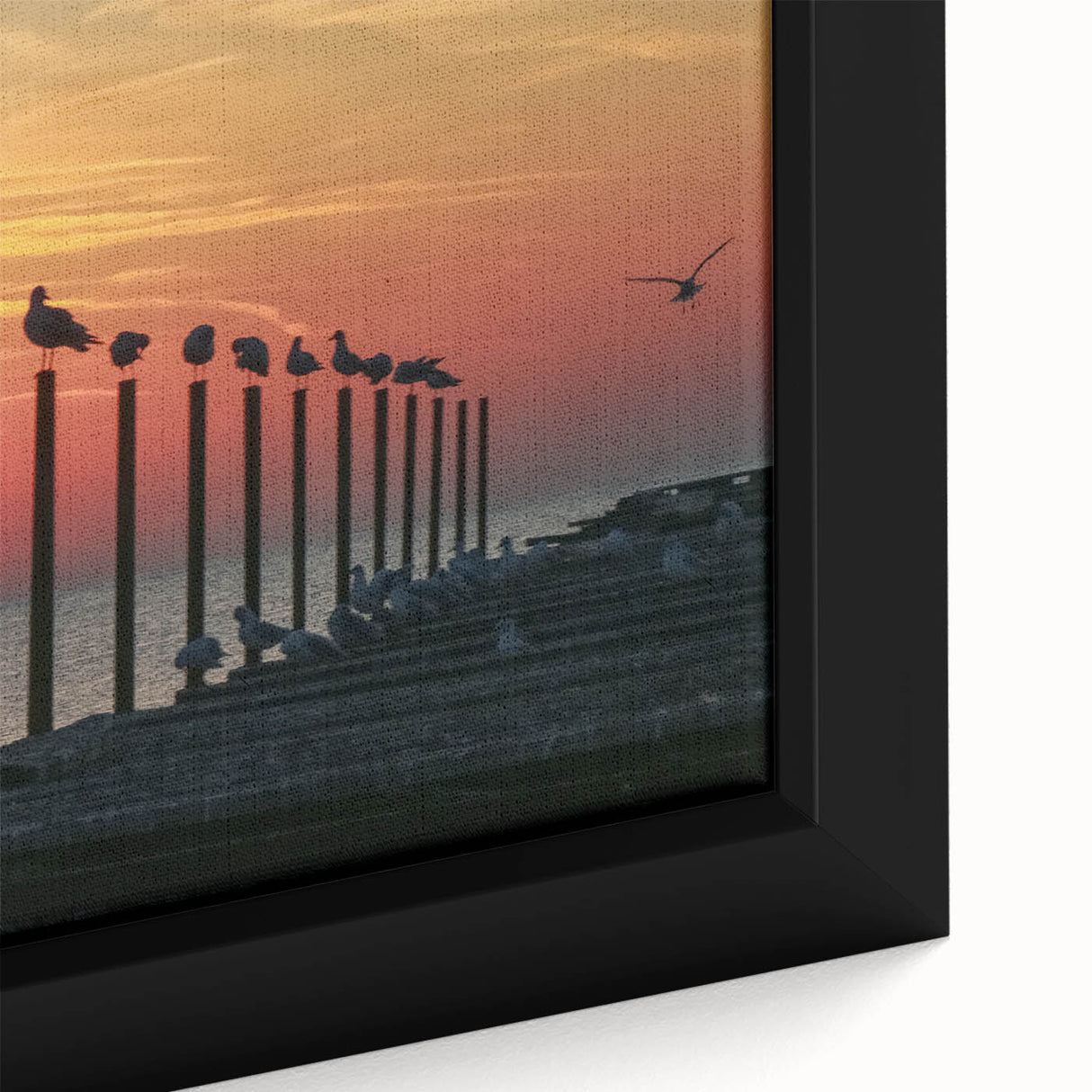 Black wall art featuring a textured, colorful European scenery on an extra large framed canvas.