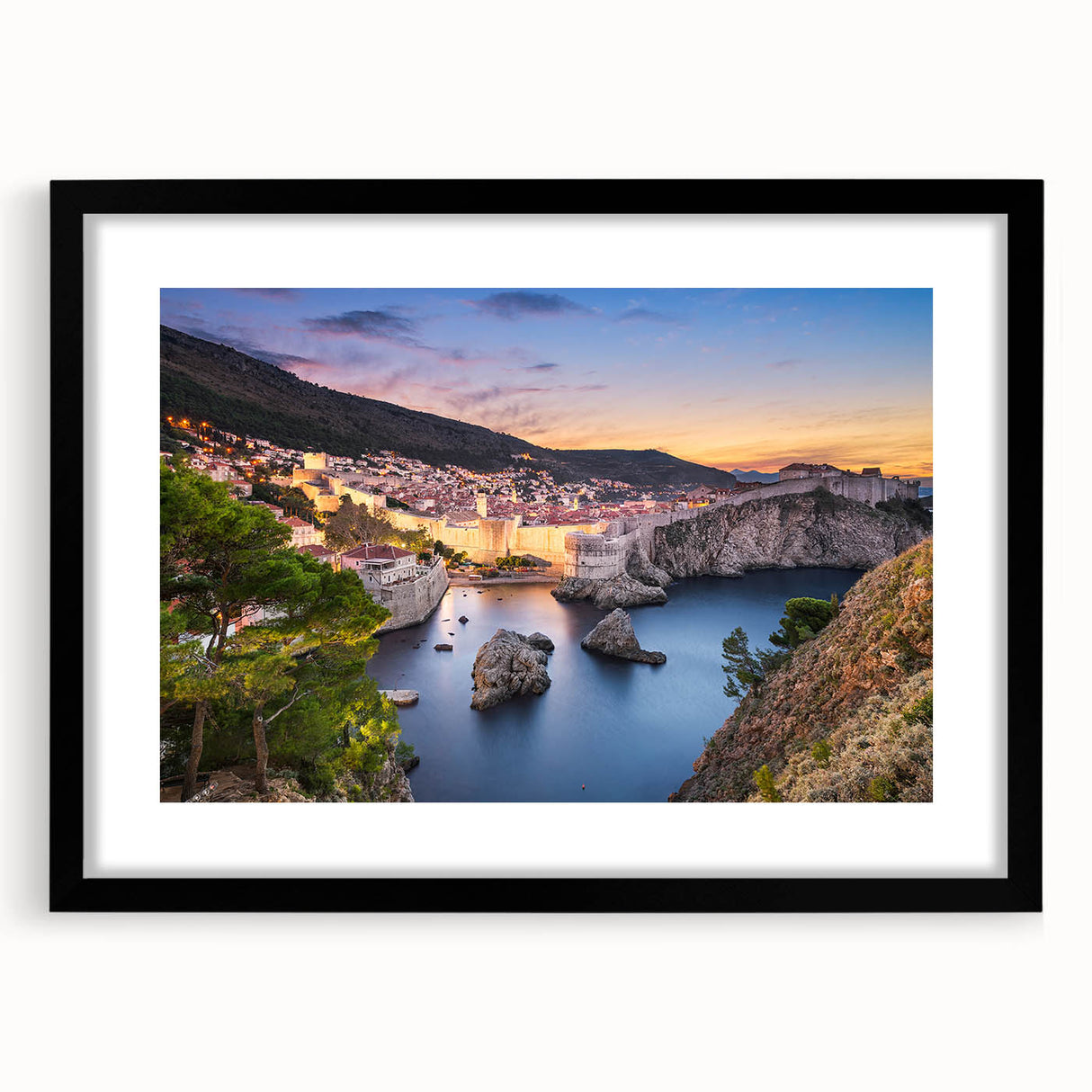Abstract art print featuring a colorful Croatian landscape in vibrant hues on a textured, extra large canvas.