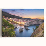 Black and white large art canvas of a scenic Croatian landscape, ideal for kitchen wall art.
