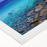 Art deco poster of a European Cyprus landscape on rolled canvas, suitable for dining room decor.