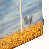 Large abstract wall art of a Czech Republic scenery in muted earth tones on acrylic glass, suitable for dining room decor.