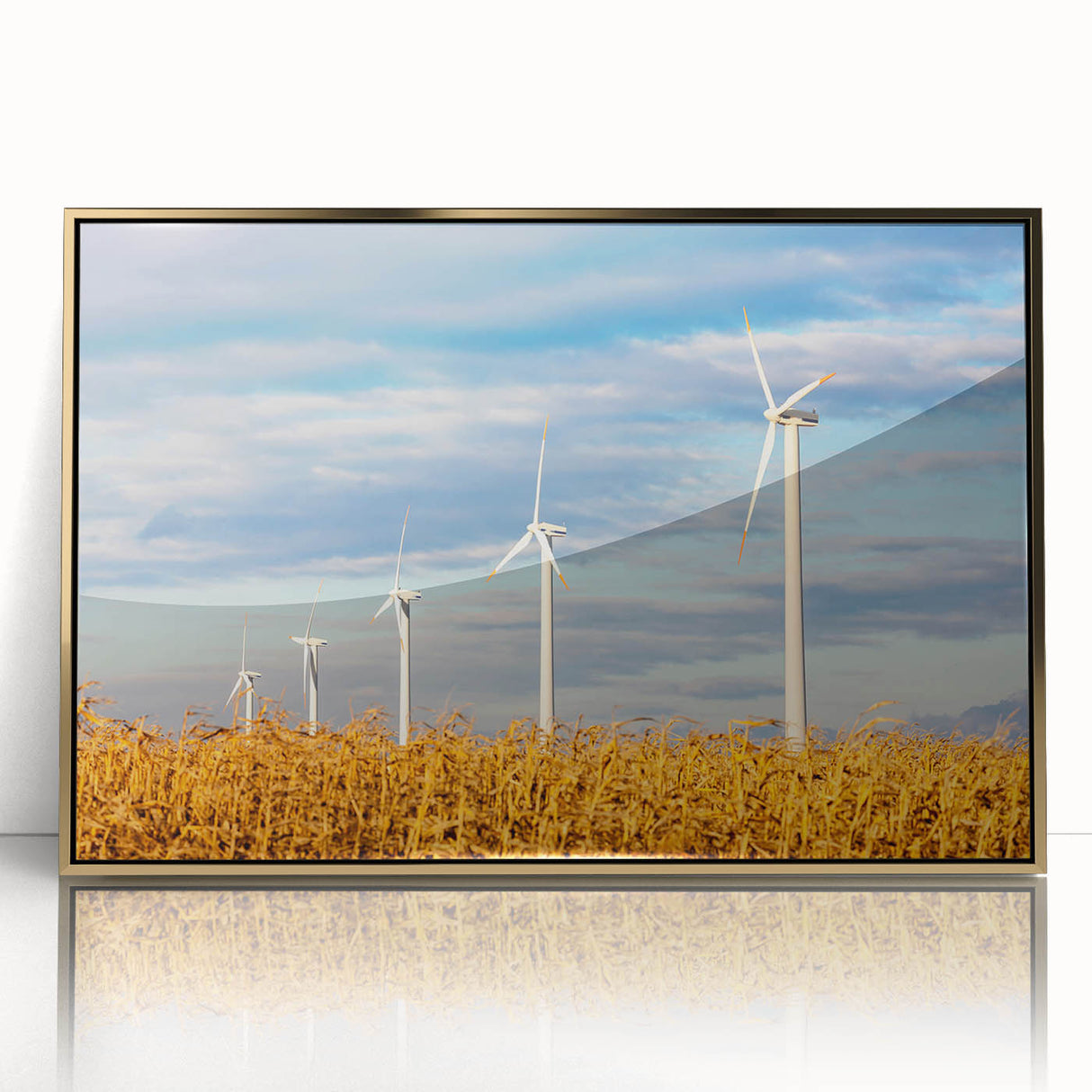 Art deco poster of Czech Republic scenery in gold frame, acrylic print, ideal for modern art wall decor in a nursery.
