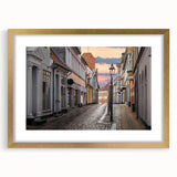 Abstract art print of a European scenery in Denmark, featuring muted earth tones on a framed canvas.