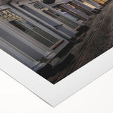 Art deco poster of a European Danish scenery in muted earth tones on rolled canvas, suitable for dining room decor.