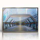 Art deco poster of London skyline in gold and black tones on framed acrylic, suitable for modern art wall decor.