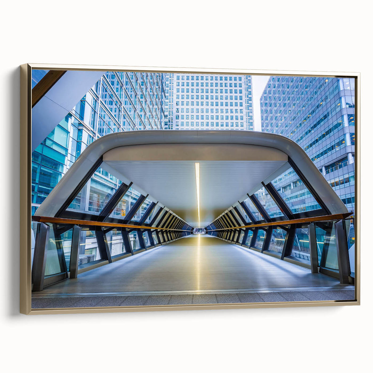 Landscape painting of London on framed canvas, featuring a vintage-style black and gold color scheme.