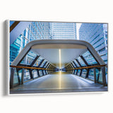 Vintage poster art of London scenery in vibrant colors on a large framed canvas, suitable for living room decor.